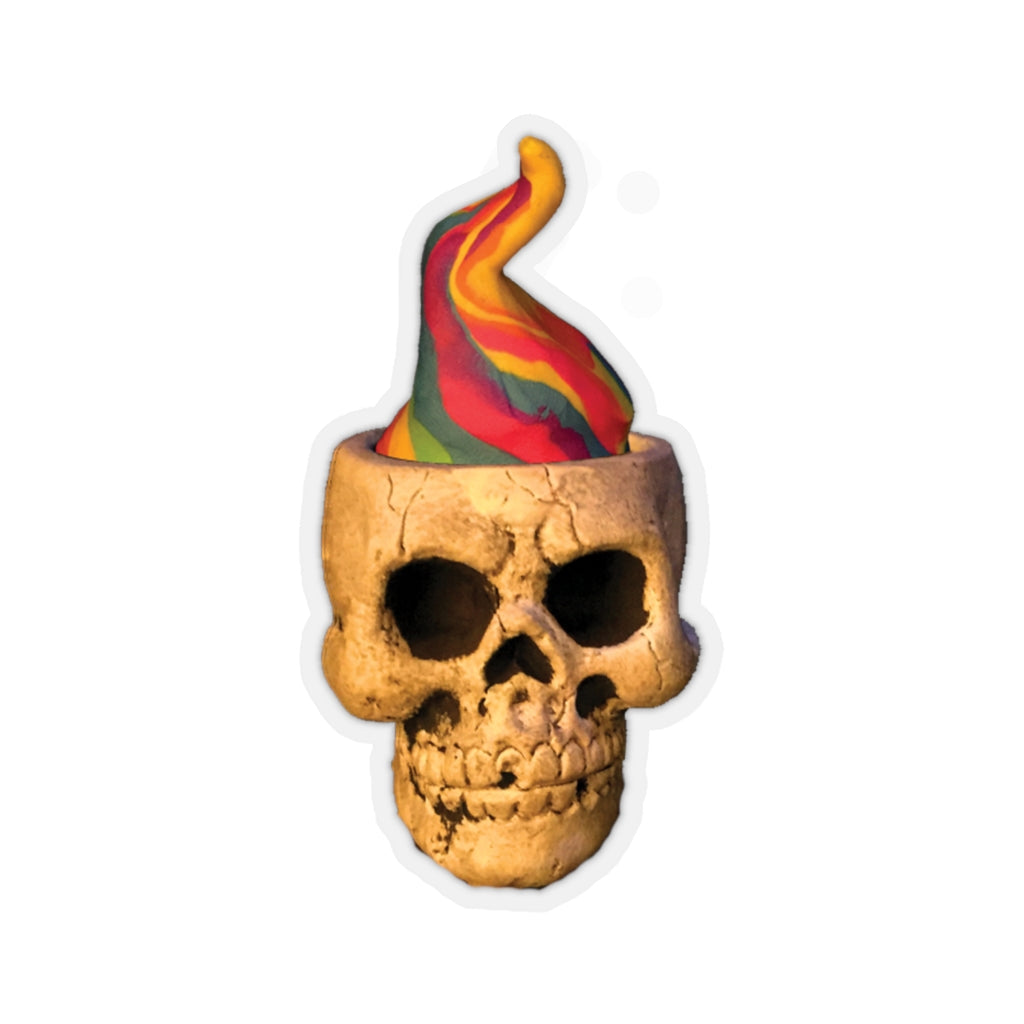 Rainbow Flame Skull (Kiss-Cut Sticker)